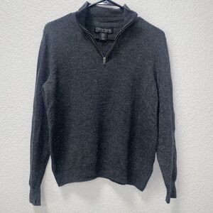 Christian Lacroix 100% Extra Fine Merino Wool Quarter Zip Gray Sweater Size Med